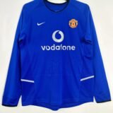 Manchester United Third retro Blue Long Sleeves jersey 2002-2003 1 Manchester United Third retro Blue Long Sleeves jersey 2002-2003
