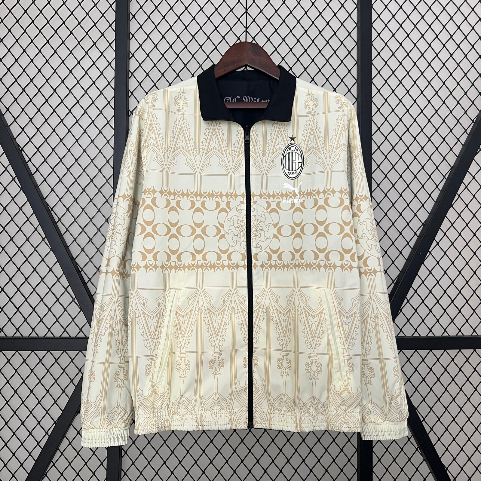 72931cb4 AC Milan x Pleasures Collab reversible two sides Jacket 2024