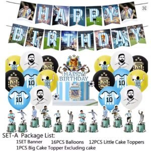 Messi with Argentina birthday party decorations set